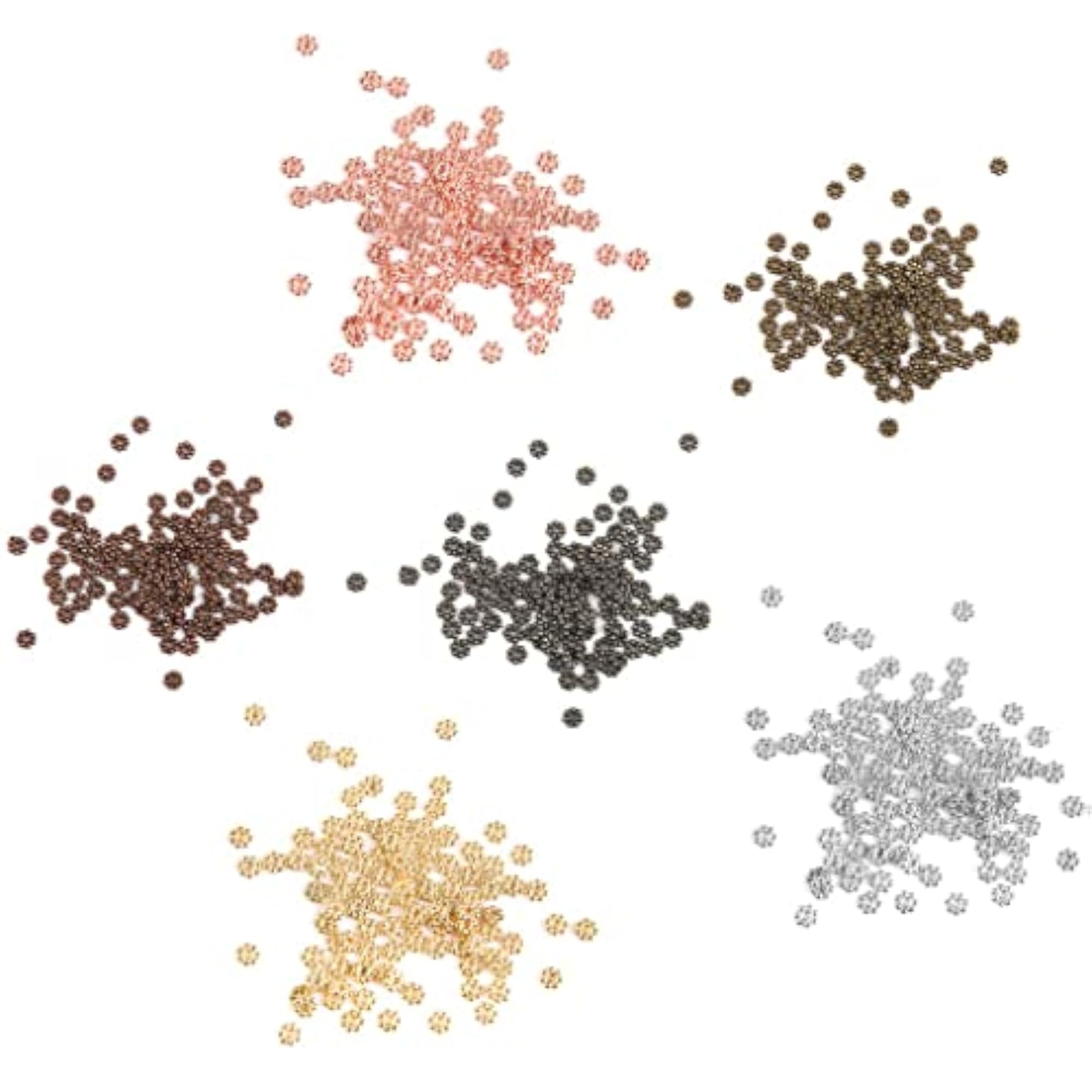 Snowflake Flower Spacer Beads Charms for DIY Crafts 4mm Bronze