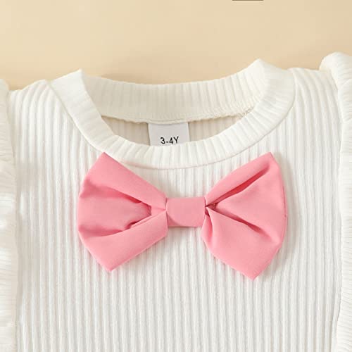 Lykmera Camiseta para meninas de manga curta com babados e nervuras, shorts, roupas para meninas 2 a