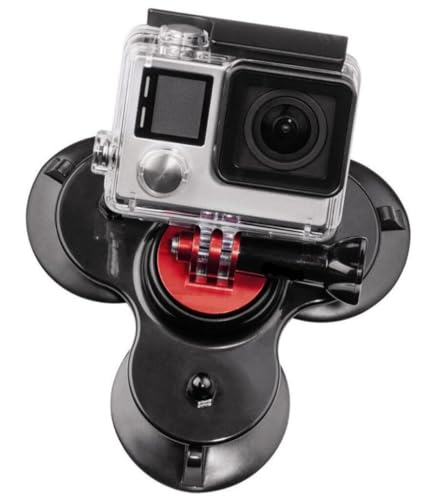 Image of SJCAM SC-3S Triple Suction Cup Mount | Rubber Portable Universal Suction Cup Mount & Holder | Riding,Car Mount Compatible for Go Pro Hero 5 /6 /7 /8 /9 /10,11 /12 Insta 360, DJI,AKASO | Black
