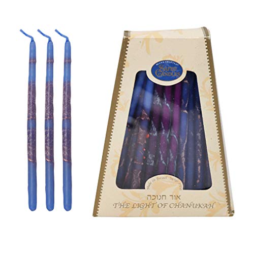 Hanukkah Candles - by Safed Candles, Handcrafted in Israel, Box of 45 - Fits Most Menorahs - Premium, Kosher, Dripless, Wax, for Chanukah (Aqua)