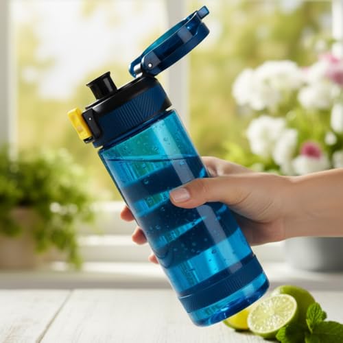 Image of AJS Sports Water Bottle | Leak-Proof Flip-Top Lid, Durable Portable Drink Bottle for Gym, Travel and Outdoor Activities | 800 ml (Multicolor)