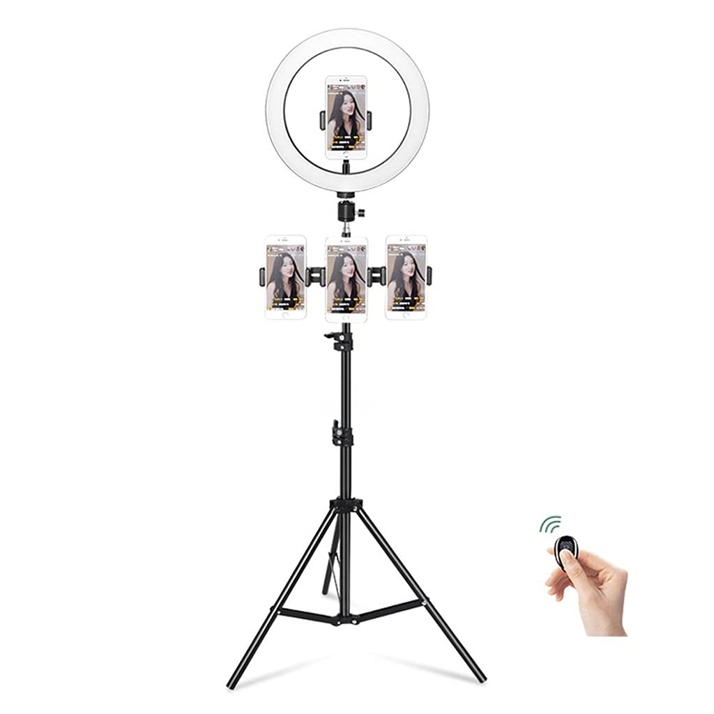 YXCKG Luce Ad Anello, 10" Anello Luminoso Selfie con Supporto per Cellulare, Ring Light LED con Telecomando Bluetooth per Trucco, Live Stream, Youtube, Facebook, Tiktok