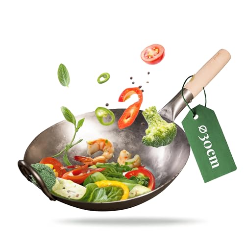 pasoli handgehämmerter Wok inkl. gratis Rezepte eBook - traditionelle Asiapfanne - Bratwok aus...
