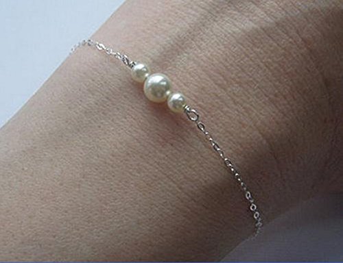 Fdesigner Fashion Pearls Bracelet Silver Simple Hand Chain Jewelry for Women and Girls