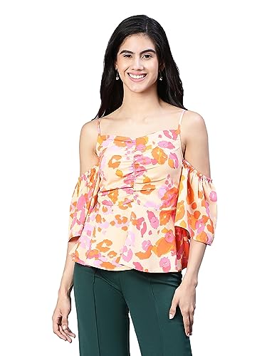 Image of oxolloxo Women Floral Print Cold Shoulder Strap Top