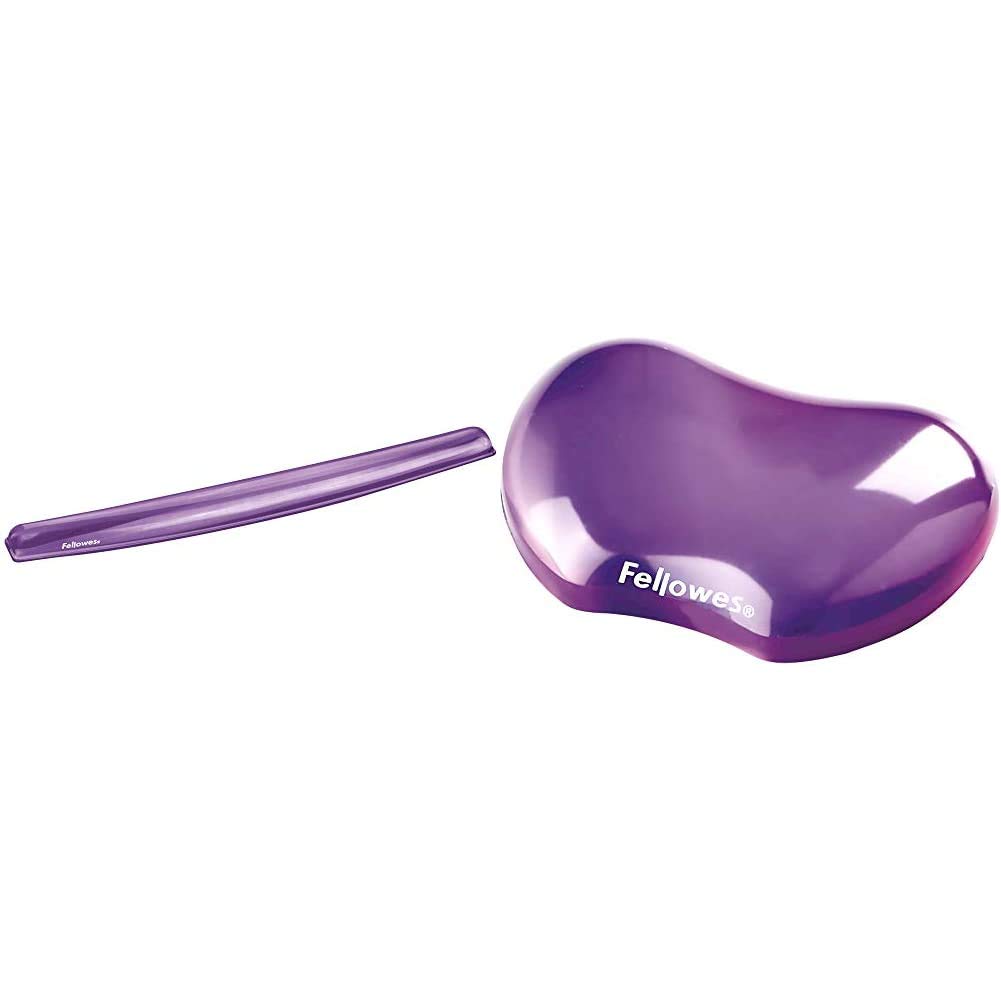 Fellowes 91437 Repose-poignets ergonomique pour clavier Crystal Gel Violet & - 91477-72 - Gel Crystal - Repose-Poignet Gel - Lilas - Lot de 4