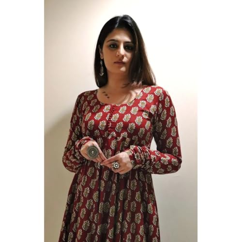 Image of Klosia Women Printed Anarkali Kurta and Pant Set with Dupatta | Printed Kurta Set | Viscose Kurta Set | Women Kurta Set | Summer Suit Set |