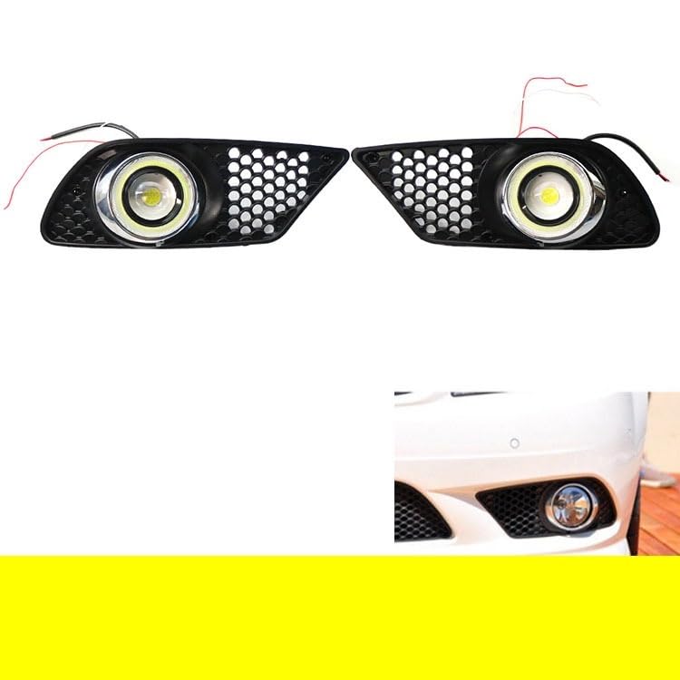 Marco de lámpara de niebla compatible con Be-nzz y M-erc-edess C-Class W204 08-10 con luz blanca de espejo convexo y rejilla de parachoques delantero miniatura 2
