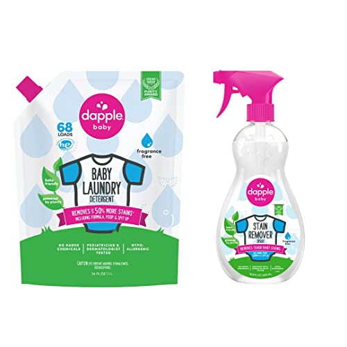Image of Dapple Laundry Detergent Fragrance Free 1x34Oz + Dapple Laundry Stain Remover 1x16.9Oz - Pack of 1