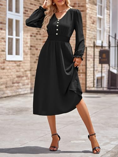 Robe longue d'été décontractée noire à manches volantées en taille S