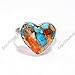 Natural Heart Shape Orange Spiny Oyster Turquoise Gemstone 925 Sterling Silver Handmade Statement Ring Jewelry Gift for Wife Girlfriend (8)