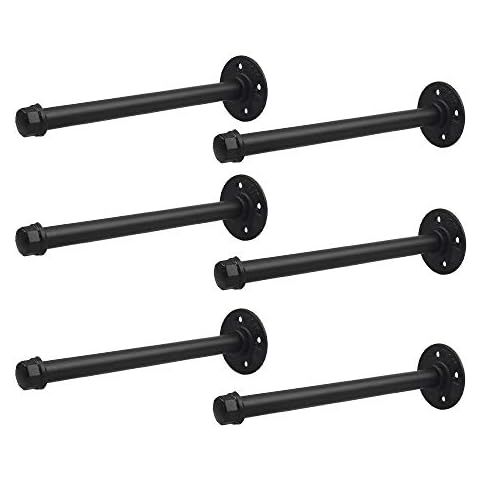 Tanice Pipe Shelf Brackets 6 Pack 10 Inch Industrial Shelf Vintage Wall Mounted Floating Shelves with Screws DIY Decoration for Home Bookshelf CDs Photo Frame Cover