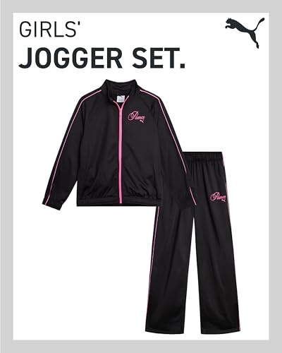 PUMA Girls Jogger Set - 2 Piece Athletic Tricot Flare Pants and Zip Up Jacket for Girls (4-14)2