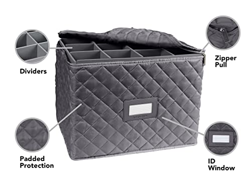 Covermates Keepsakes - Adjustable Glassware Storage - Padded Protection - Id Window - Stain Resistant - Machine Washable - China Storage-Slate #TOP3