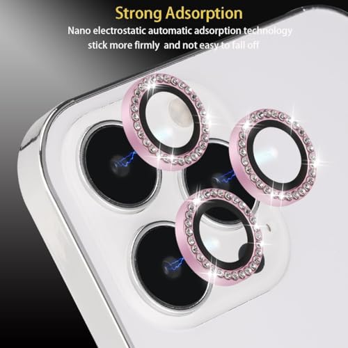 Image of Diamond Mobile Camera Lens Protector Compatible for iPhone 16 Pro & iPhone 16 Pro Max Pink
