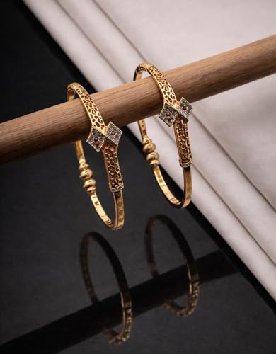 Image of Gold Plated Heart Bangle Bracelet, Twisted Rope Design with Black and Crystal Accent, Adjustable Cuff Style, Fashion Jewelry for Women