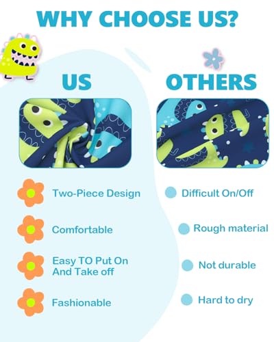 Image of ALVA 2 Pcs Long Sleeve Rash Guard Swim Diaper Sets, Baby Toddler Swimsuit UPF 50+ Sun Protection for Boy and Girl