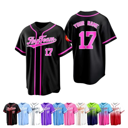 Image of Custom Baseball Jersey Personalized Name Number Logo Stitched or Printed Team Shirt for Men Women Youth
