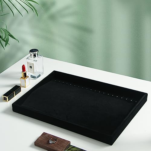 Image of Coward Set of 2 Black Velvet Stackable Necklace Holder Organizer Tray Velvet Necklace Display Stand for Selling Jewelry Box Case for Storage (necklace+necklace)