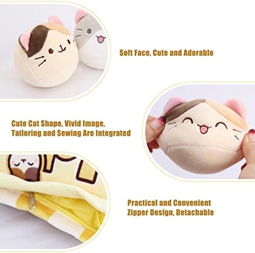 Animal Toys Pillow Cat Throw Pillow Cute Pudding Snack Pillow Stuffed Animal Toys Creative Comfortable Toy Gifts for Family Partner Friends, Yellow