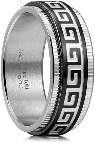 King Will 8mm Black Spinner Stainless Steel Ring Fidget Anxiety Ring ...