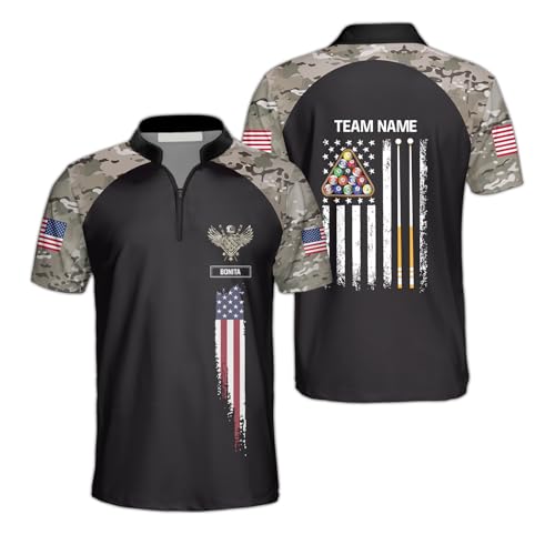 SHAANT Personalized Billard Shirts for Men, Custom Name Jersey for Players, 3D Print Billiard Pool Polo Shirt for Team 19