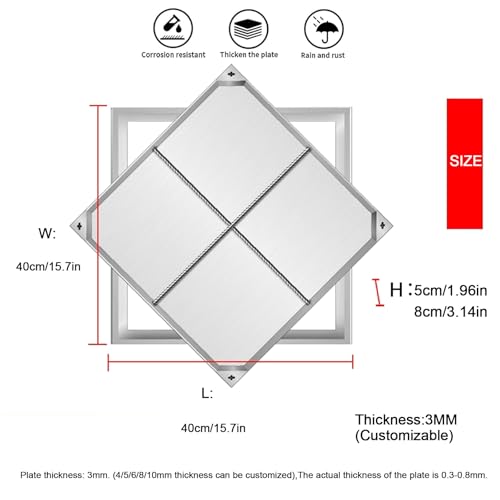 Couvercle de regard acier inoxydable 30x30 robuste encastré