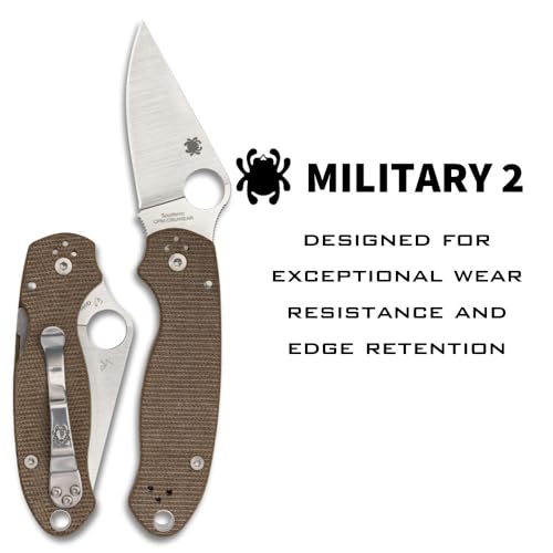 Spyderco Military 2 Folding Utility Pocket Knife - Ideal for Everyday Carry and Outdoor Adventures - G10 Handle, PlainEdge, 9.51-Inch Overall Length, 4-Inch Blade, Brown Canvas - C36MPCW2 - Image 2