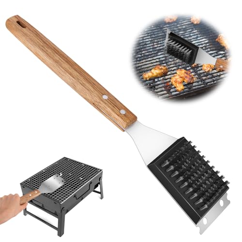 LWMTT Cepillo Barbacoa 3 en 1 Cepillo Barbacoa de Acero Inoxidable Cepillo Limpiar Barbacoa 38cm Limpieza Barbacoa con Raspador para Limpiar de Parrillas, Bandejas para Hornear, Redes para Asar