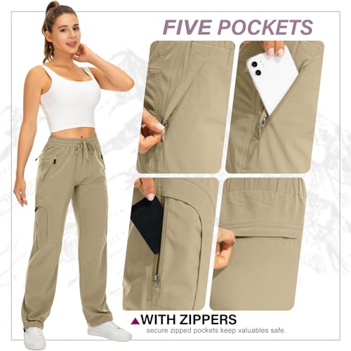 Image of Q - RIOUS Women's Parachute Pants Quick Dry Lightweight Safari Pants Zipper Pockets