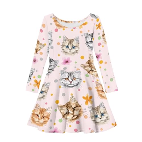 PinUp Angel Cute Graphic Girls Dress Kids Winter Long Sleeve Dresses Birthday Swing A-line Dress