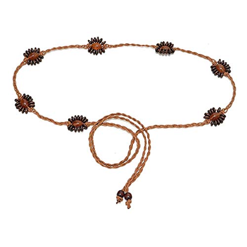 Crystallly Cinturón De Mujer Mujer De Cinturón Cinturón De Cuero Cadena Estilo Simple De Piedras Preciosas De Arroz Retro Cadena De Cintura Tejida 70 Cm Ancho Ca 3 Cm Con Cuerda Encerada