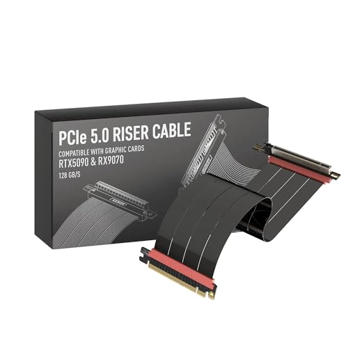 Image of LINKUP PCIE 5.0 Riser Cable | for Vertical GPU Mount | Right Angle | Graphics Card GPU Ready | Usable with PCIe 4.0 & RX 9070 / RTX5090 | 30cm (Total Length: 34cm)