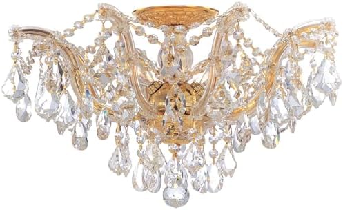 Maria Theresa 5 Light Hand Cut Crystal Gold Semi Flush Mount