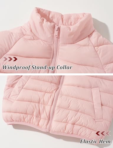 Happy Cherry Kids Boy Girls Packable Lightweight Jacket Stand Collar Quilted Puffer Coat Zip Up Hooded Outerwear 1-12Y4