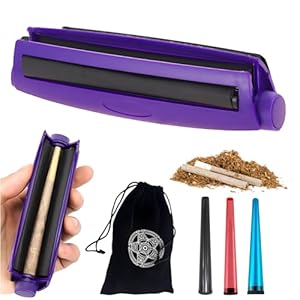 CHmiss 110 mm draagbare handmatige roller voor het rollen van sigaretten, 4 stuks hard plastic voor sigaretten, draaibank, sigaretten, rolmachine, met zwarte hoes