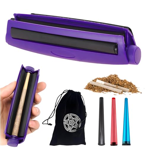 CHmiss 110 mm draagbare handmatige roller voor het rollen van sigaretten, 4 stuks hard plastic voor sigaretten, draaibank, sigaretten, rolmachine, met zwarte hoes