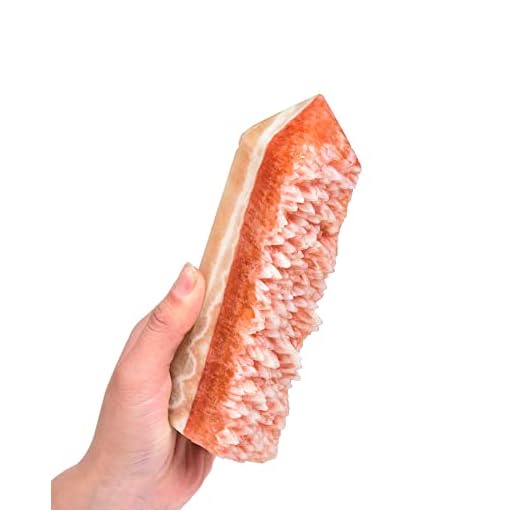 AMOYSTONE Healing Crystal Tower Wands Square Pillar Orange Calcite Geodes Cluster Obelisk for Home Décor Crystal Grid Therapy, Medium 1.3-1.7 LBS