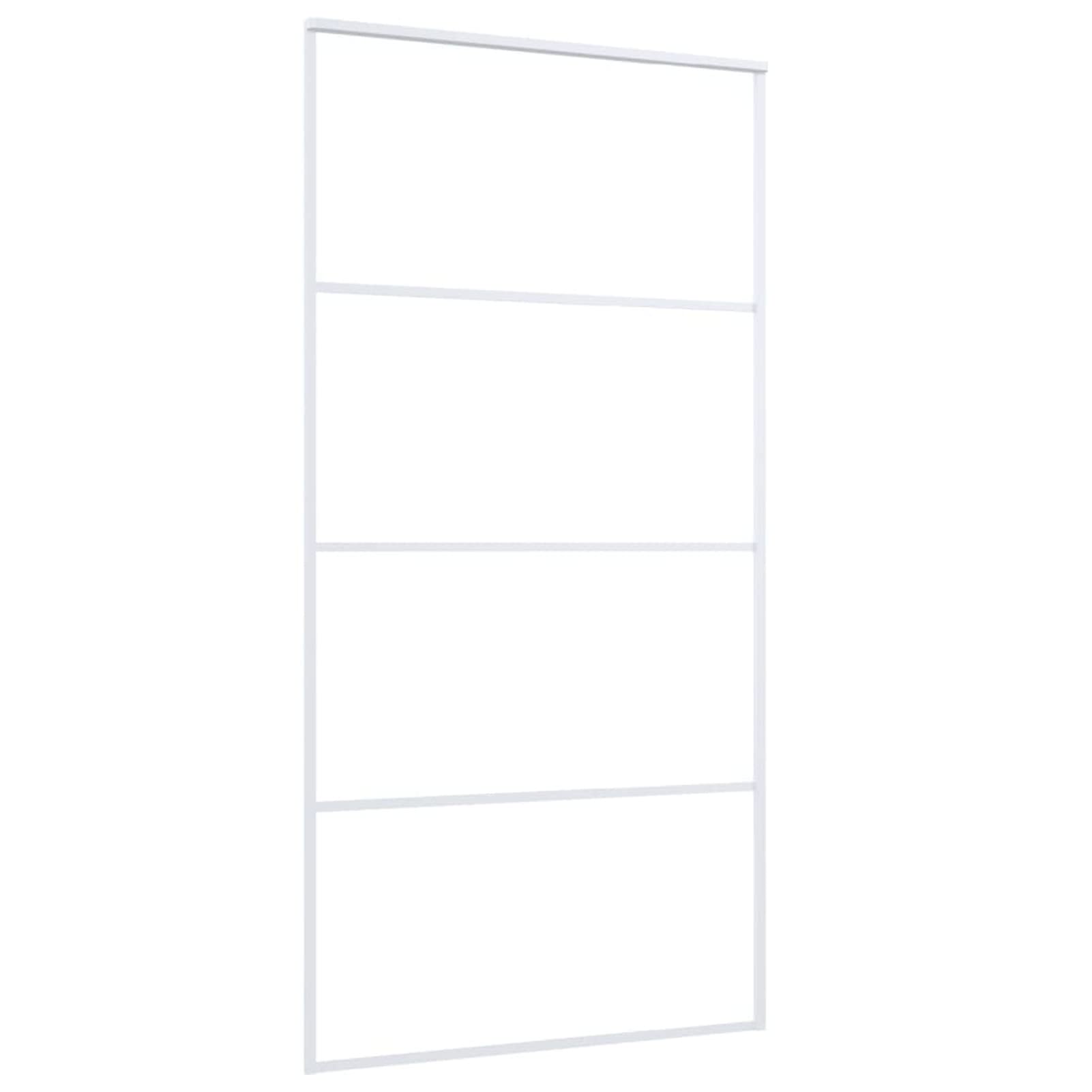 IKAYAA Puerta Corredera de Aluminio y Vidrio Puerta Corrediza 102.5 x 205 cm Puertas Interior Cristal para Sala de Estar Salón Oficina, Blanca(Se excluyen guia puerta corredera）TP2