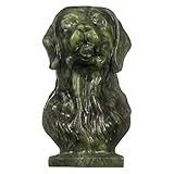 Nupuyai Natural Green Jade Dog Head Statue for Home Office Decor, Healing Carved Animal Figurine Collectible Sculpture for Reiki Healing Meditation