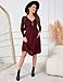 ClearFlower Maternity Knit Ribbed Dress Casual V Neck Long Sleeve Midi Sweater Dress with Pocket Photoshoot Baby Shower Burgundy S
