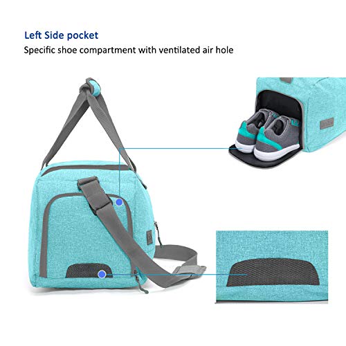 MarsBro Water Resistant Sports Gym Travel Weekender Duffel Bag with Shoe Compartment Tiffany Blue