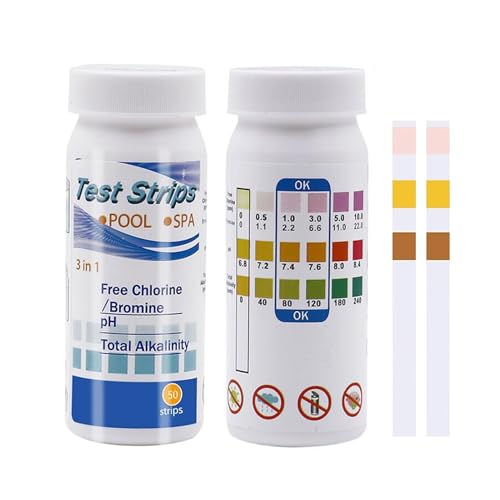 100 Pcs Hot Tub PH Test Strips, 3-in-1 Water Test Kit