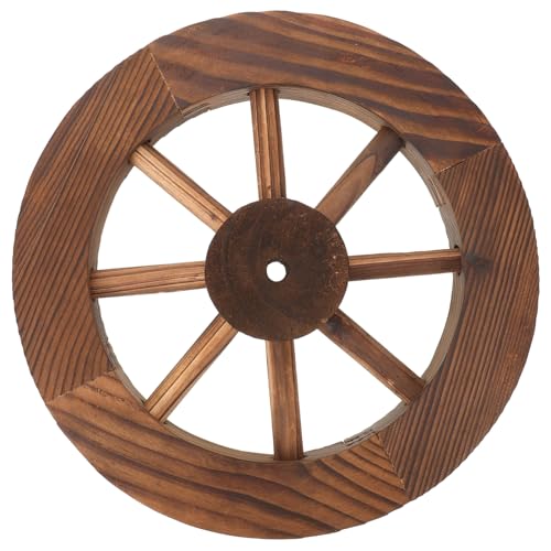 Rueda de carro de madera de 25 cm Hemobllo decorativa rústica para pared