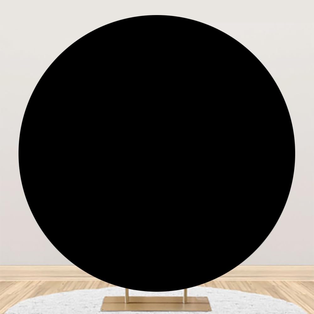 Tinteccer Nero Sfondo Rotondo 180cm Colore Solido Cerchio Compleanno Matrimonio Copertura Puro Nero Bambino Doccia Sposa Fotografia Neonato Ragazzi Ragazze Banner
