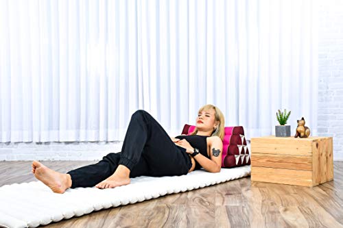 Image of Leewadee Triangle Cushion - Comfortable Backrest for TV or Reading, Incline Pillow for Relaxing Made of Kapok, 20 x 13 x 13 inches, Auburn Pink