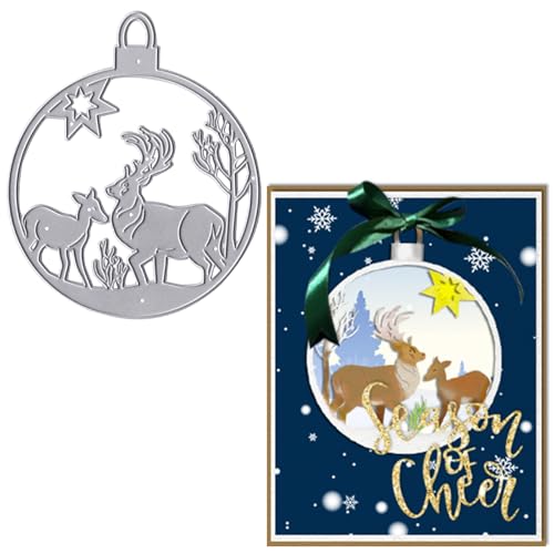 Glodecart Christmas Ball Background Dies for Card Making Winter Christmas Reindeer Cutting Die for Scrapbooking Paper Crafting Decor DIY Photo Album Metal Christmas Theme Die Cuts for Card Making