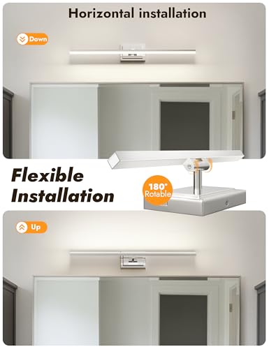 Image of NIORSUN 31.5 Inch Modern Bathroom Light Fixture, 18W 5CCT Dimmable LED Chrome Bathroom Vanity Lights Over Mirror, Vanity Lights for Bathrooms Restroom Mirror- ETL Certified