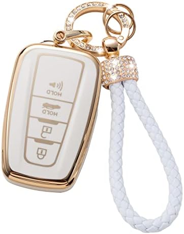 Gematay for Toyota Key Fob Cover with Lanyard, Car Key Case Protection for 2018-2022 Camry RAV4 Highlander Avalon C-HR Prius Corolla GT86 Smart Key Holder