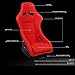 DNA MOTORING 2PCS Fixed Back Racing Bucket Seats for 4 Point Harness, Red Woven Fabric (37.5